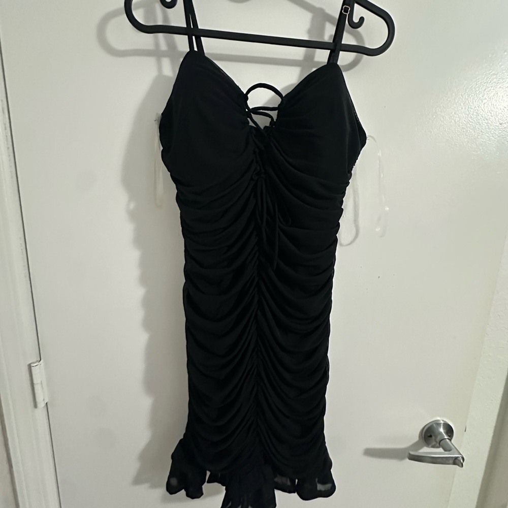 Elegant Black Ruched Dress